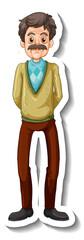 A sticker template with an old man in standing pose