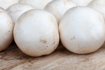 Fototapeta na wymiar unwashed mushrooms champignon during cooking