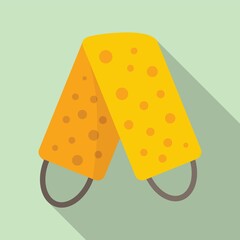 Bathroom washcloth icon flat vector. Hand cloth