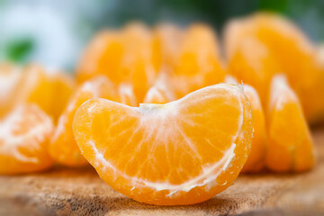 group of ripe tangerines without peel