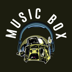 Music box slogan t shirt design