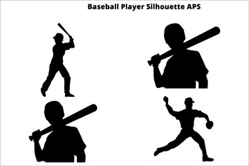 set of baseball player  silhouettes ,  line isolated or logo isolated sign symbol vector, outline and stroke style Collection of high-quality black style vector illustration,
