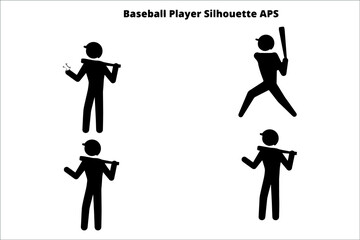 set of baseball player  silhouettes ,  line isolated or logo isolated sign symbol vector, outline and stroke style Collection of high-quality black style vector illustration,