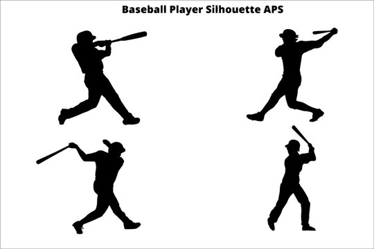 set of baseball player  silhouettes ,  line isolated or logo isolated sign symbol vector, outline and stroke style Collection of high-quality black style vector illustration,
