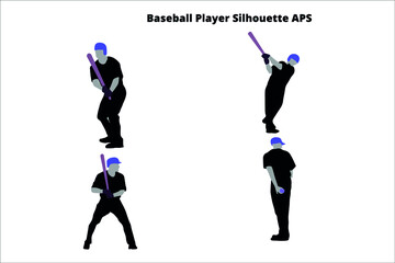 set of baseball player  silhouettes ,  line isolated or logo isolated sign symbol vector, outline and stroke style Collection of high-quality black style vector illustration,