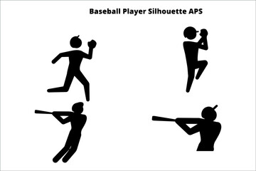 set of baseball player  silhouettes ,  line isolated or logo isolated sign symbol vector, outline and stroke style Collection of high-quality black style vector illustration,
