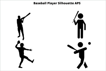 set of baseball player  silhouettes ,  line isolated or logo isolated sign symbol vector, outline and stroke style Collection of high-quality black style vector illustration,