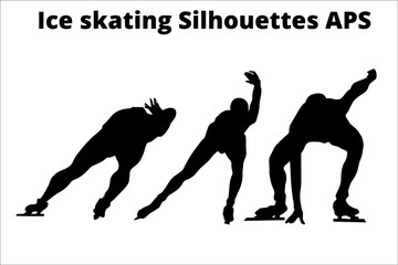 set of ice skating silhouettes ,  line isolated or logo isolated sign symbol vector, outline and stroke style Collection of high-quality black style vector illustration,