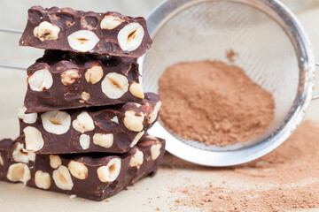 bitter chocolate with hazelnuts, homemade