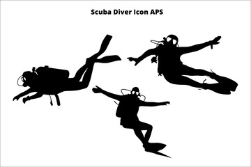 set of scuba driver silhouette ,  line isolated or logo isolated sign symbol vector, outline and stroke style Collection of high-quality color style vector illustration,