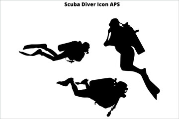 set of scuba driver silhouette ,  line isolated or logo isolated sign symbol vector, outline and stroke style Collection of high-quality color style vector illustration,