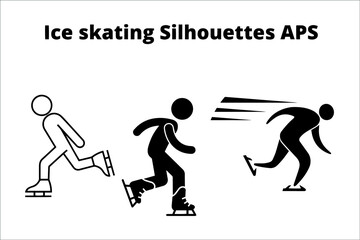 set of ice skating silhouettes ,  line isolated or logo isolated sign symbol vector, outline and stroke style Collection of high-quality black style vector illustration,
