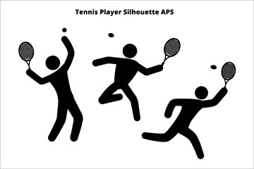 set of tennis player silhouettes ,  line isolated or logo isolated sign symbol vector, outline and stroke style Collection of high-quality black style vector illustration,