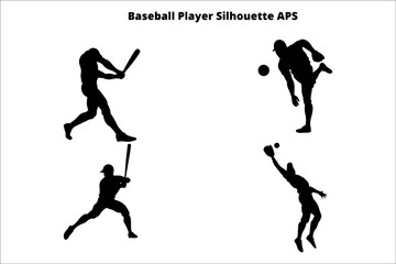 set of baseball player silhouette ,  line isolated or logo isolated sign symbol vector, outline and stroke style Collection of high-quality black style vector illustration,