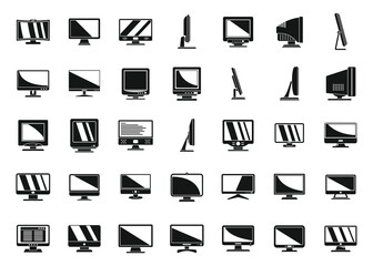 Monitor icons set simple vector. Computer screen