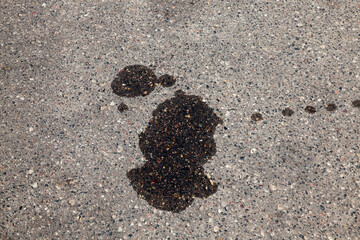 car oil stains on an asphalt road