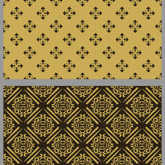 Modern background patterns with geometric elements. Set. Colors used: gold, black, wallpaper. Seamless pattern, texture. Vector image