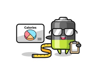 Illustration of battery mascot as a dietitian