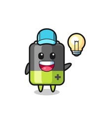 Fototapeta premium battery character cartoon getting the idea
