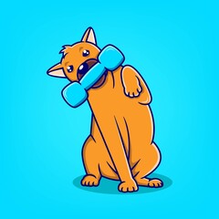 cute dog cartoon playing with toys vector illustration