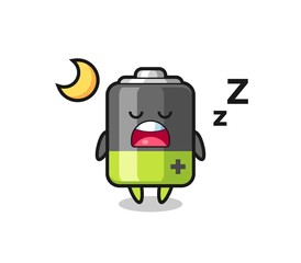 battery character illustration sleeping at night