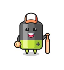 Cartoon character of battery as a baseball player
