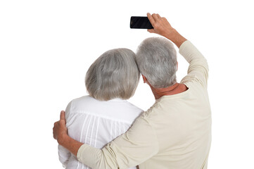 portrait of  senior couple taking selfie