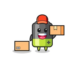 Mascot Illustration of battery as a courier