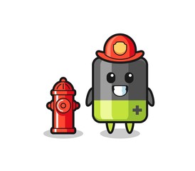 Mascot character of battery as a firefighter