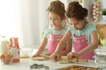 Cute  girls baking