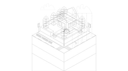 Isometric sketch of a house
