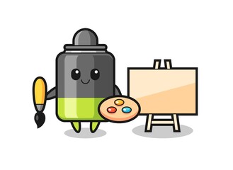 Illustration of battery mascot as a painter
