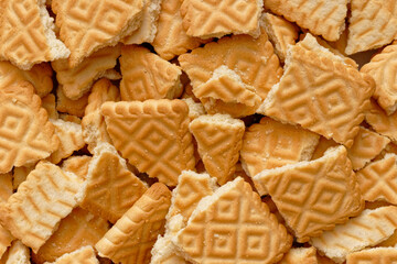 Stack of broken biscuits