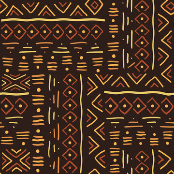 African Print Fabric. Vector Seamless Tribal Pattern. Traditional Ethnic Ornament for your Design Cloth, Carpet, Rug, Pareo