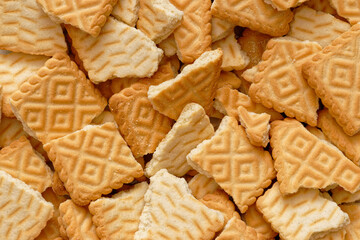 Stack of broken biscuits