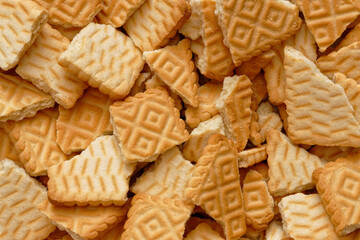 Stack of broken biscuits