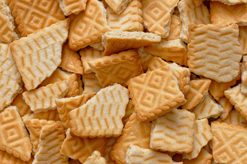 Stack of broken biscuits