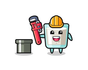 Character Illustration of milk as a plumber