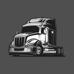 big rig modern truck vector illustration grey - 450325705