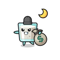 Naklejka premium Illustration of milk cartoon is stolen the money