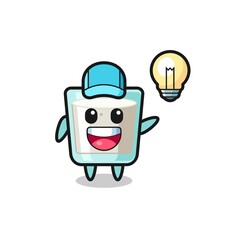 milk character cartoon getting the idea