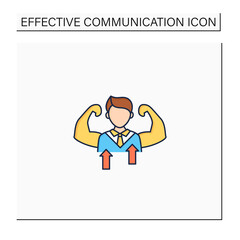 Self confidence color icon.Individual trust in abilities,capacities,and judgments. Strong personality.Perfect interlocutor. Effective communication concept. Isolated vector illustration