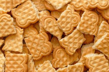 Stack of broken biscuits