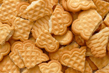 Stack of broken biscuits