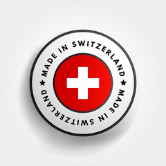 Made in Switzerland text emblem badge, concept background