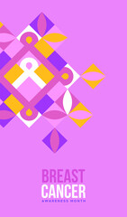 Breast Cancer month pink ribbon mosaic flower