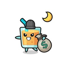 Illustration of orange juice cartoon is stolen the money