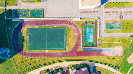 Community sports grounds for team games, basketball, football, volleyball, handball in a...
