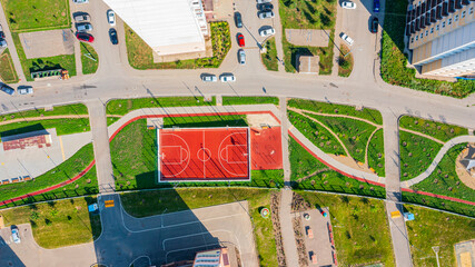 Community sports grounds for team games, basketball, football, volleyball, handball in a...