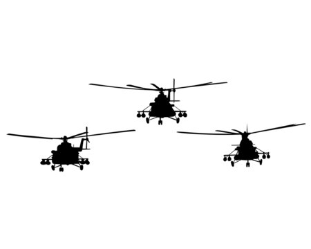 black helicopters silhouettes on white background clip art preview